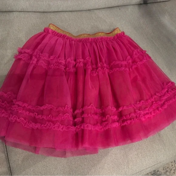 Mini Boden Pink Tulle Skirt with Yellow Waistband - Picture 3 of 4